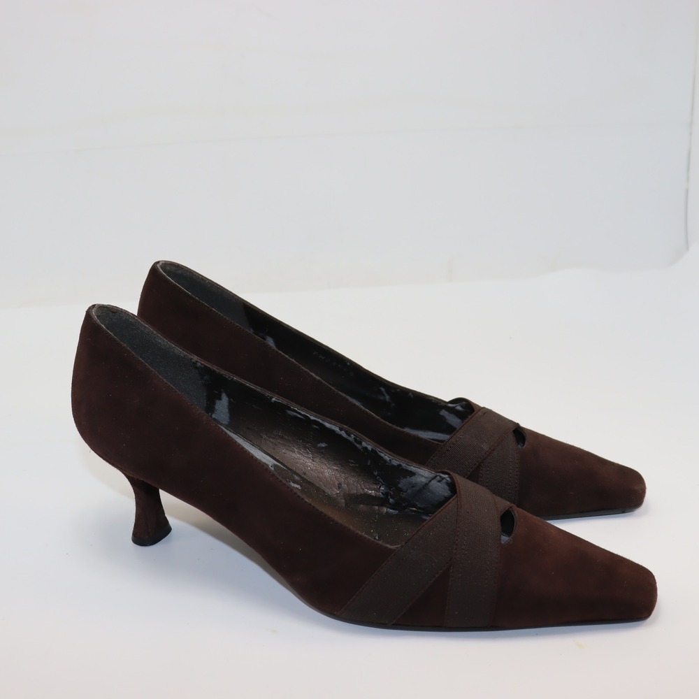 Stuart Weitzman Pumps 9 Brown Womens Suede Kitten Heel Office
